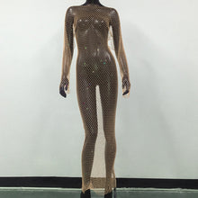 Load image into Gallery viewer, Rhinestones Fishnet Dress
