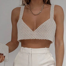 Load image into Gallery viewer, Faux Pearl Crop Top
