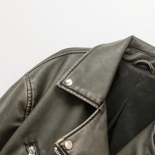 Load image into Gallery viewer, Vintage Faux Leather Biker Jacket
