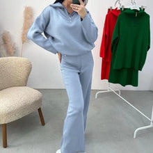 Load image into Gallery viewer, Sweater &amp; High Waist Trousers Knitwear Set
