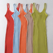 Load image into Gallery viewer, Ribbed Sleeveless V Neck Bodycon Midi Dress
