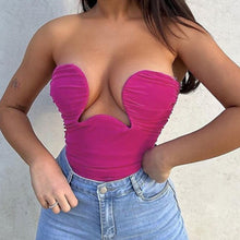 Load image into Gallery viewer, Ruched Bandage Corset Top With Curved Neckline
