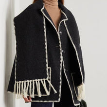 Load image into Gallery viewer, Woolen Coat With Tassel Scarf
