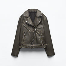 Load image into Gallery viewer, Vintage Faux Leather Biker Jacket
