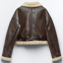 Load image into Gallery viewer, Faux Leather Shearling Biker Jacket
