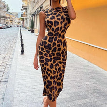 Load image into Gallery viewer, Leopard Print Backless Bodycon Dress
