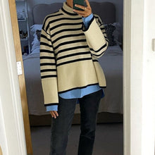 Load image into Gallery viewer, Striped Knit Turtleneck Sweater
