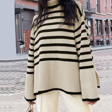 Load image into Gallery viewer, Striped Knit Turtleneck Sweater
