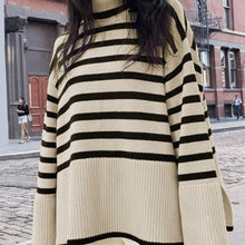 Load image into Gallery viewer, Striped Knit Turtleneck Sweater
