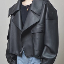 Load image into Gallery viewer, Oversized Pu Leather Jacket
