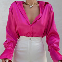 Load image into Gallery viewer, Satin Button Up Silk Shirt
