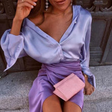 Load image into Gallery viewer, Satin Button Up Silk Shirt
