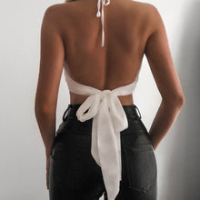 Load image into Gallery viewer, Satin Look Tie Back Crop Top
