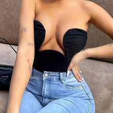 Load image into Gallery viewer, Ruched Bandage Corset Top With Curved Neckline

