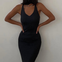 Load image into Gallery viewer, Chain Detail Ribbed Backless Dress
