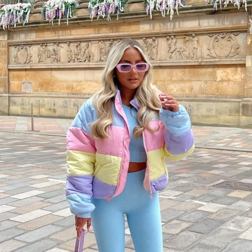 Pastel rainbow puffer jacket online