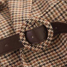 Load image into Gallery viewer, Checked Belted Button Woven Blazer
