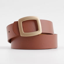 Load image into Gallery viewer, Wide Leather Gold Buckle Waist Belt
