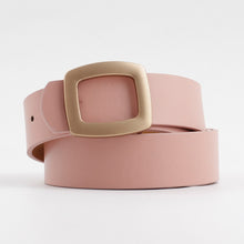 Load image into Gallery viewer, Wide Leather Gold Buckle Waist Belt
