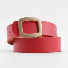 Load image into Gallery viewer, Wide Leather Gold Buckle Waist Belt
