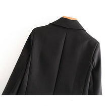 Load image into Gallery viewer, Black Button Detail Longline Fitted Blazer
