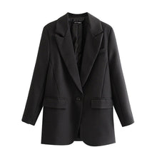 Load image into Gallery viewer, Black Button Detail Longline Fitted Blazer
