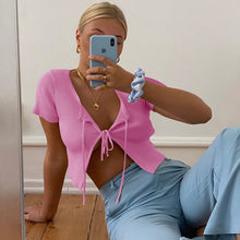 Load image into Gallery viewer, Rib Tie Front Detail Top
