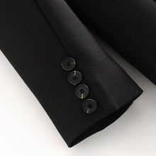 Load image into Gallery viewer, Black Button Detail Longline Fitted Blazer
