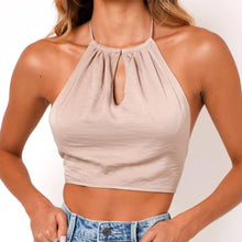 Load image into Gallery viewer, Satin Look Tie Back Crop Top
