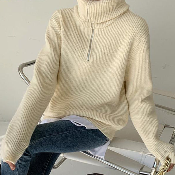 Knitted Zip Front Sweater