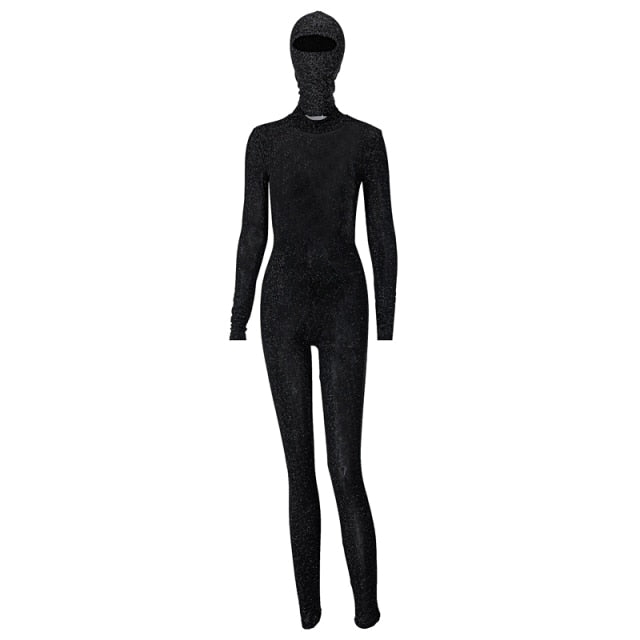 Mesh Long Sleeve Bodycon Jumpsuit