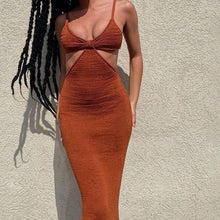 Load image into Gallery viewer, Knitted Strappy Cut Out Maxi Dress
