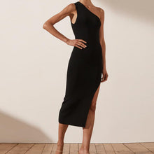 Load image into Gallery viewer, Cotton Knitted One Shoulder Bodycon Midi Dress
