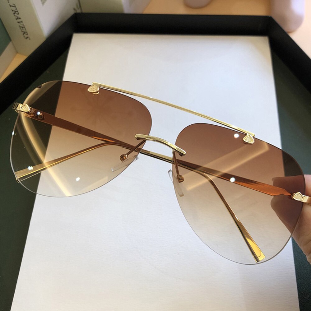 Gold Faded Lens Oversized Sunglasses