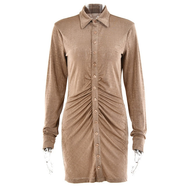 Green Ruched Button Down Dress – Silistro