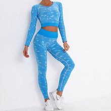 Load image into Gallery viewer, Long Sleeve Crop Top Seamless Yoga Set
