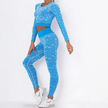 Load image into Gallery viewer, Long Sleeve Crop Top Seamless Yoga Set
