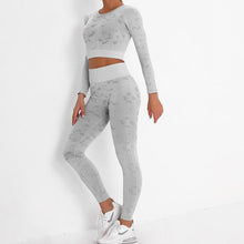 Load image into Gallery viewer, Long Sleeve Crop Top Seamless Yoga Set
