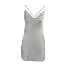 Load image into Gallery viewer, Satin Look Pearl Strap Backless Mini Dres
