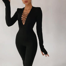 Load image into Gallery viewer, V Neck Long Sleeves Bodycon Jumpsuit
